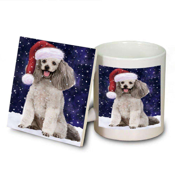 Let It Snow Happy Holidays Poodle Grey Dog Christmas Mug and Coaster Set MUC0294