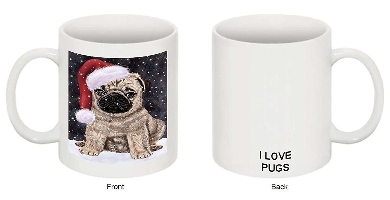 Let It Snow Happy Holidays Pug Dog Christmas Mug CMG0748