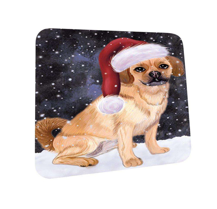 Let It Snow Happy Holidays Puggle Dog Christmas Coasters CST203 (Set of 4)