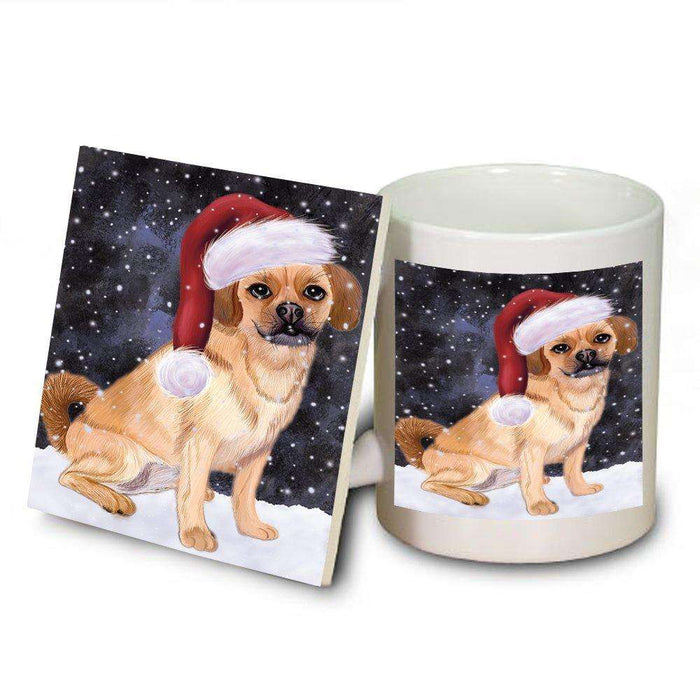 Let It Snow Happy Holidays Puggle Dog Christmas Mug and Coaster Set MUC0297