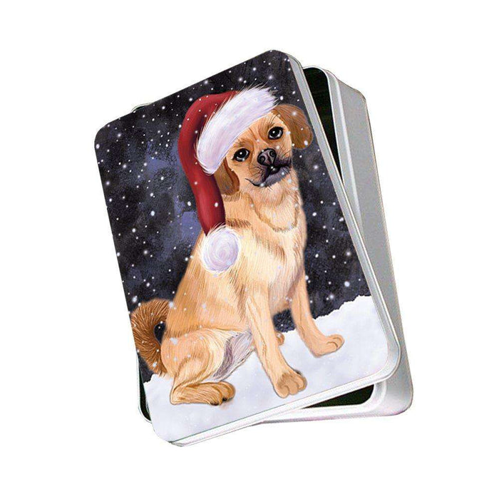 Let It Snow Happy Holidays Puggle Dog Christmas Photo Storage Tin PTIN0297