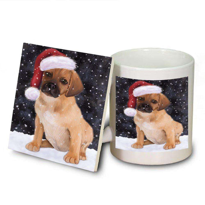 Let It Snow Happy Holidays Puggle Puppy Christmas Mug and Coaster Set MUC0461