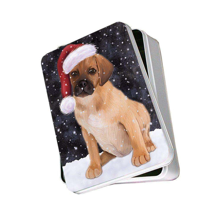 Let It Snow Happy Holidays Puggle Puppy Christmas Photo Storage Tin PTIN0461
