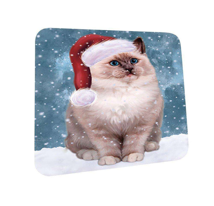 Let It Snow Happy Holidays Ragdoll Cat Christmas Coasters CST334 (Set of 4)