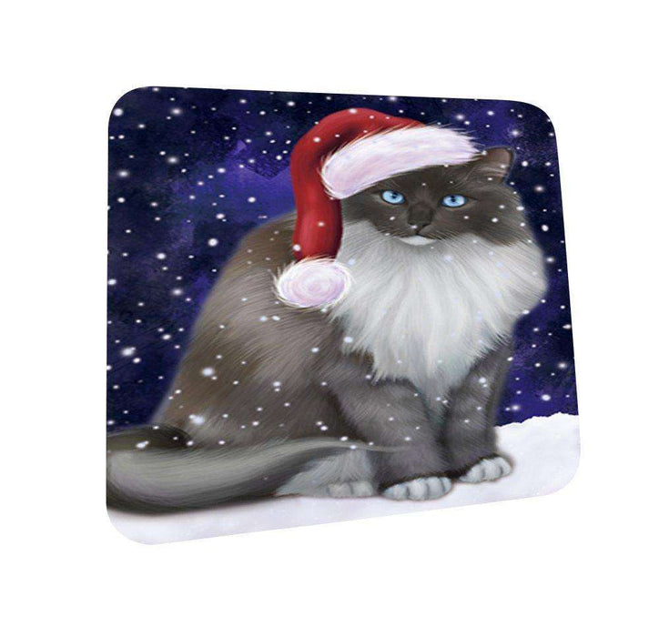Let It Snow Happy Holidays Ragdoll Cat Christmas Coasters CST335 (Set of 4)
