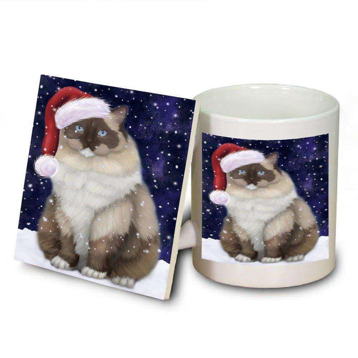 Let It Snow Happy Holidays Ragdoll Cat Christmas Mug and Coaster Set MUC0298