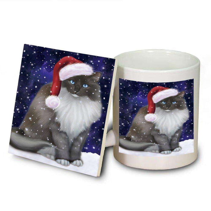 Let It Snow Happy Holidays Ragdoll Cat Christmas Mug and Coaster Set MUC0463