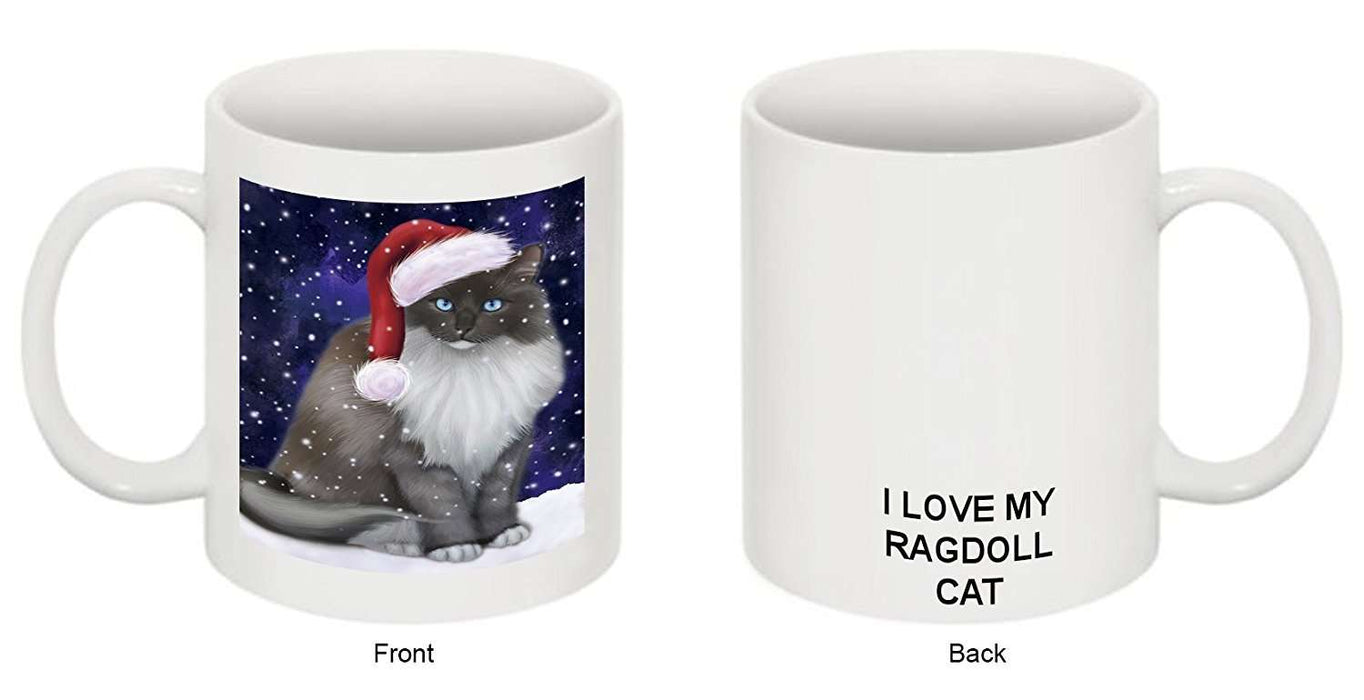 Let It Snow Happy Holidays Ragdoll Cat Christmas Mug CMG0463