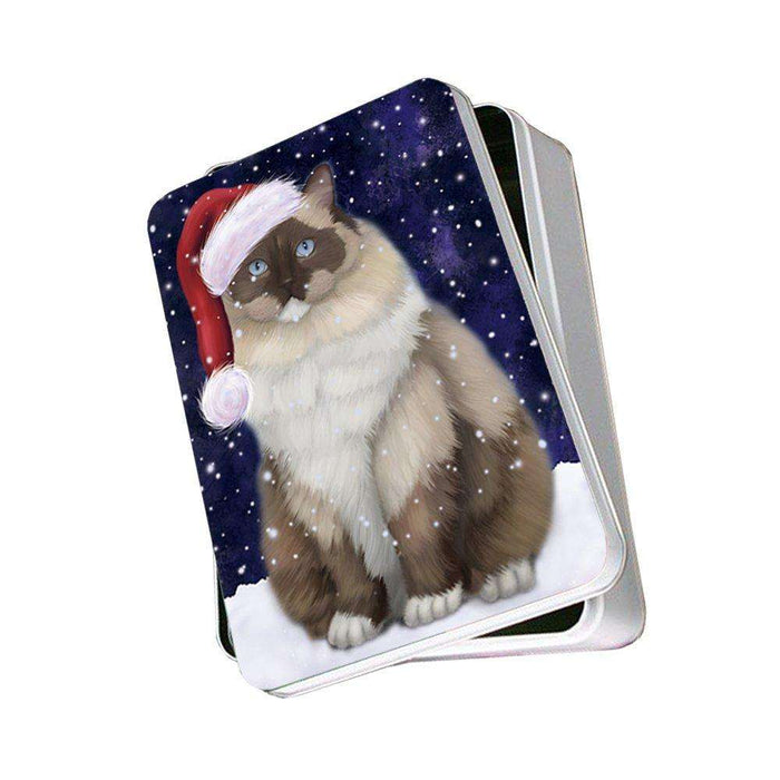 Let It Snow Happy Holidays Ragdoll Cat Christmas Photo Storage Tin PTIN0298