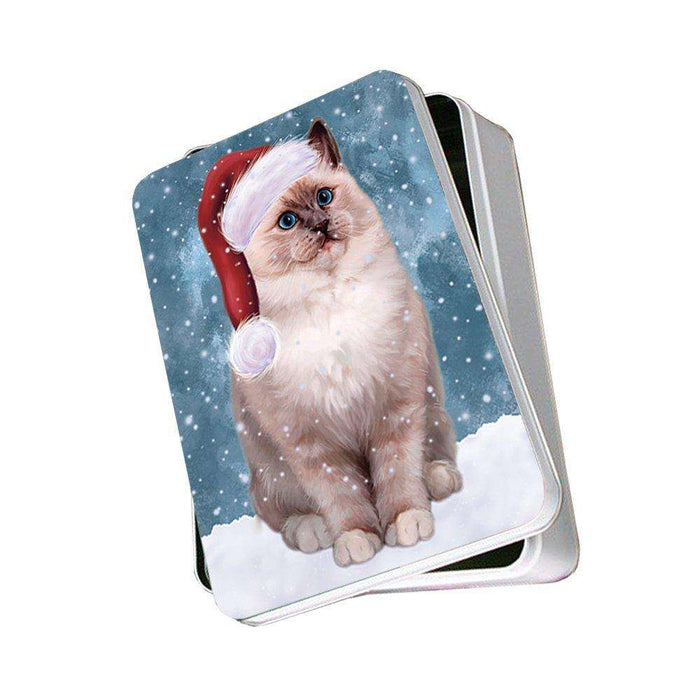 Let It Snow Happy Holidays Ragdoll Cat Christmas Photo Storage Tin PTIN0462