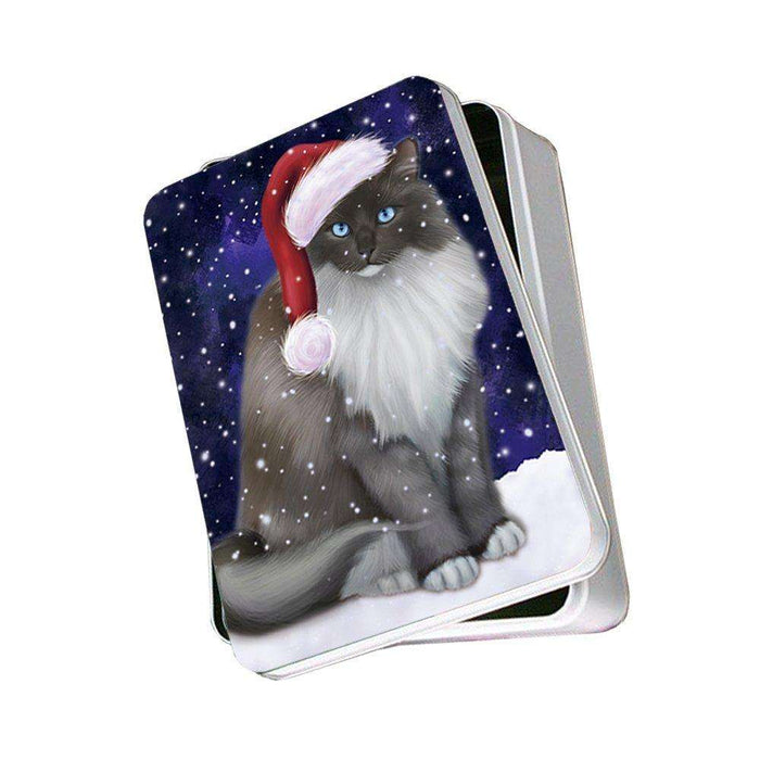 Let It Snow Happy Holidays Ragdoll Cat Christmas Photo Storage Tin PTIN0463