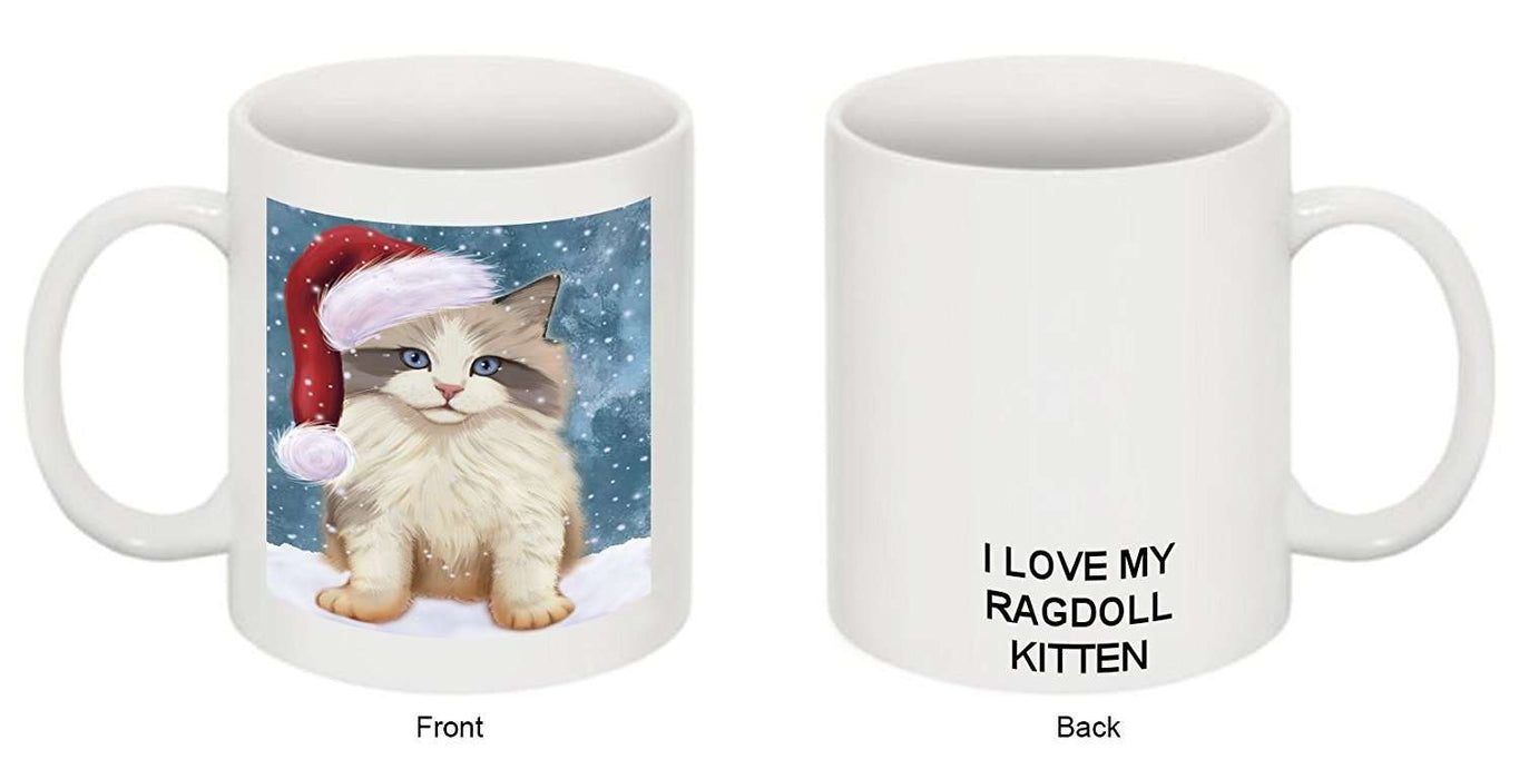 Let It Snow Happy Holidays Ragdoll Kitten Christmas Mug CMG0322