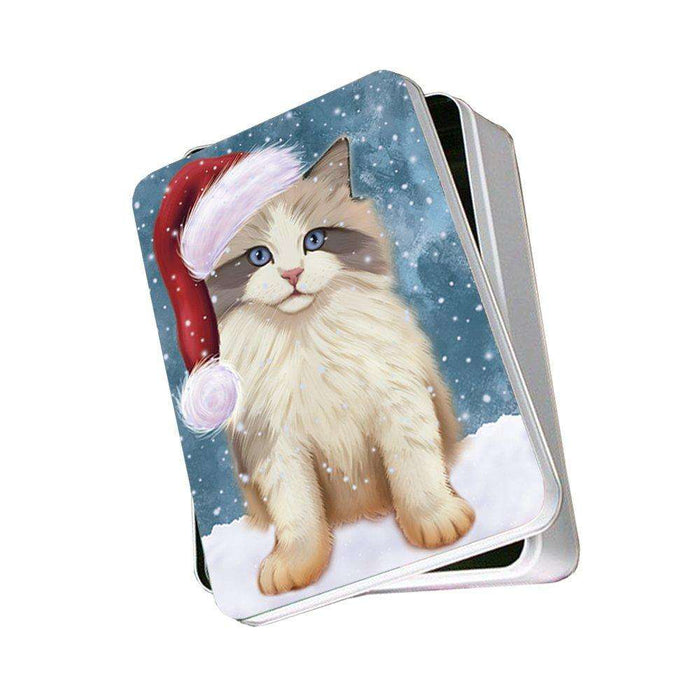 Let It Snow Happy Holidays Ragdoll Kitten Christmas Photo Storage Tin PTIN0299