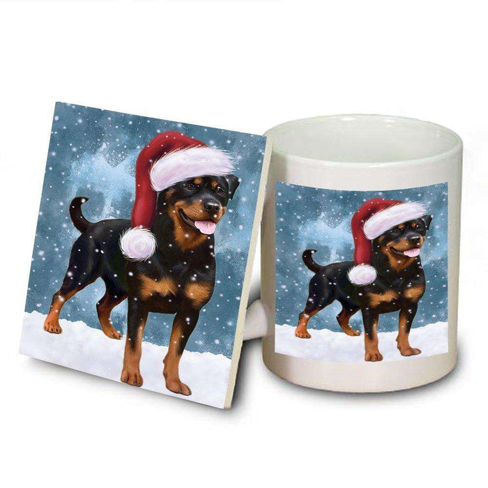 Let It Snow Happy Holidays Rottweiler Dog Christmas Mug and Coaster Set MUC0302