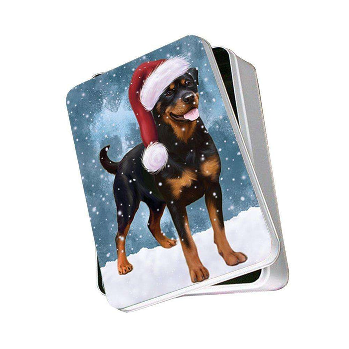 Let It Snow Happy Holidays Rottweiler Dog Christmas Photo Storage Tin PTIN0302