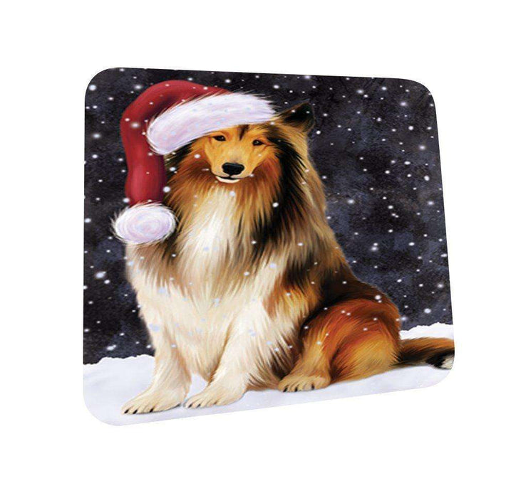 Let It Snow Happy Holidays Rough Collie Dog Christmas Coasters CST209 (Set of 4)