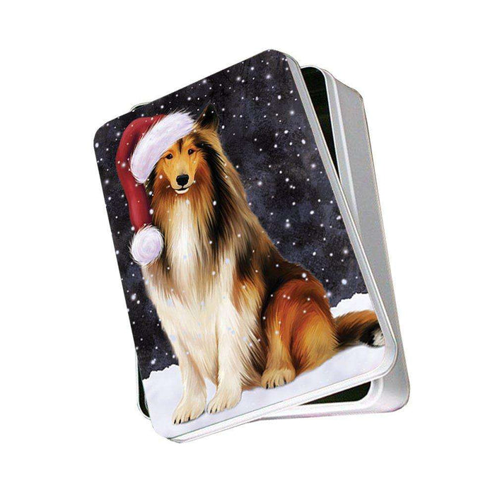 Let It Snow Happy Holidays Rough Collie Dog Christmas Photo Storage Tin PTIN0303