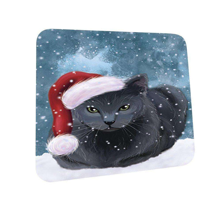 Let It Snow Happy Holidays Russian Blue Cat Christmas Coasters CST340 (Set of 4)