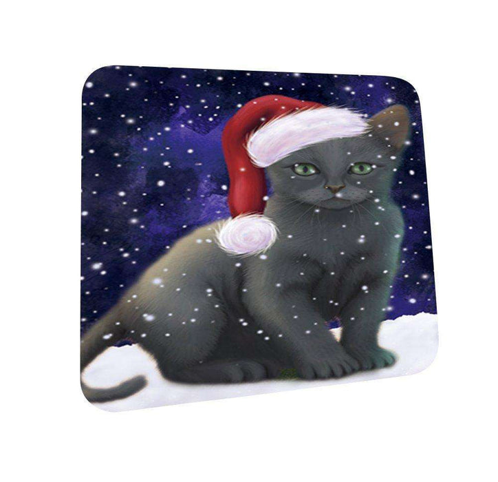 Let It Snow Happy Holidays Russian Blue Cat Christmas Coasters CST341 (Set of 4)
