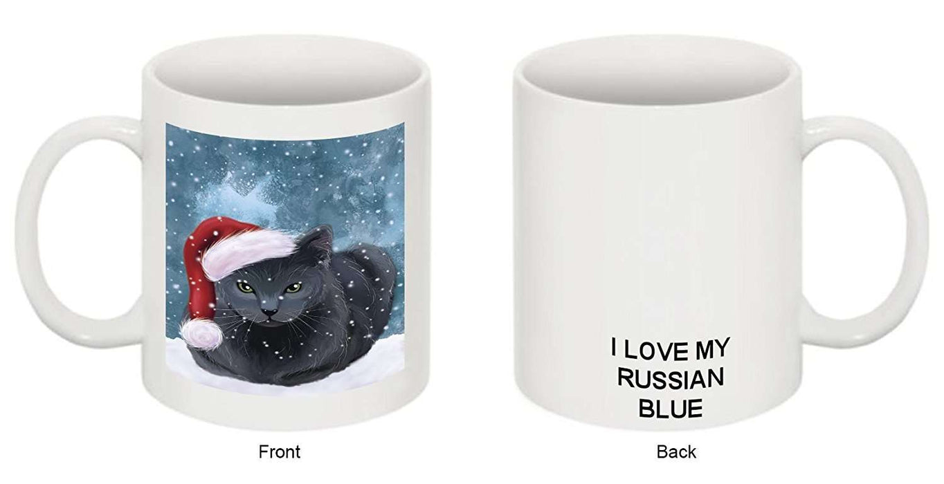 Let It Snow Happy Holidays Russian Blue Cat Christmas Mug CMG0468