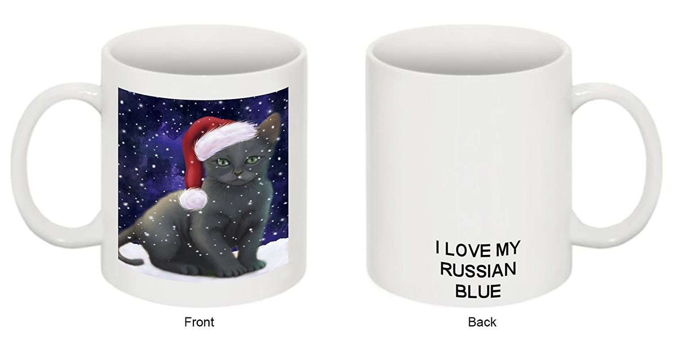 Let It Snow Happy Holidays Russian Blue Cat Christmas Mug CMG0469