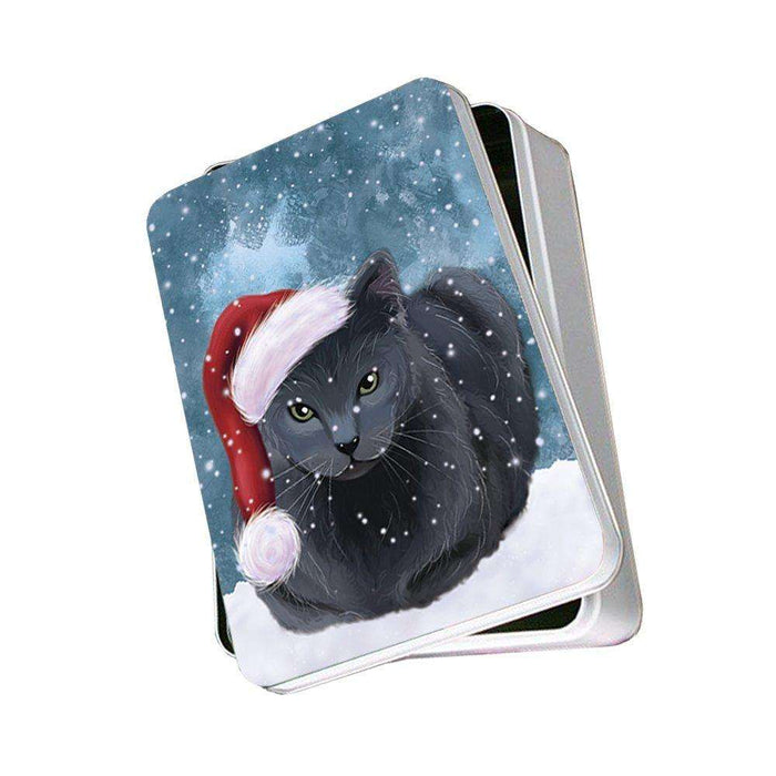 Let It Snow Happy Holidays Russian Blue Cat Christmas Photo Storage Tin PTIN0468