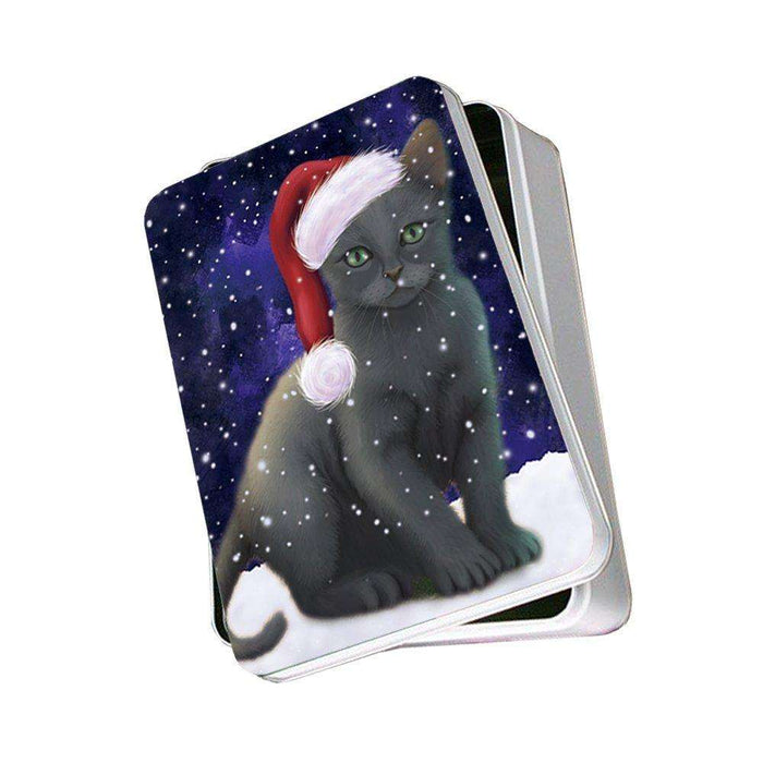 Let It Snow Happy Holidays Russian Blue Cat Christmas Photo Storage Tin PTIN0469