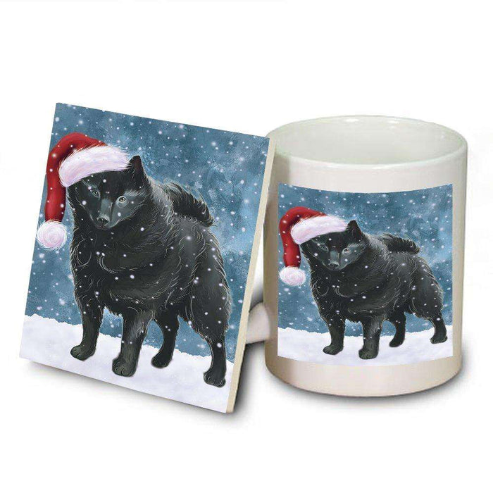 Let It Snow Happy Holidays Schipperke Dog Christmas Mug and Coaster Set MUC0304