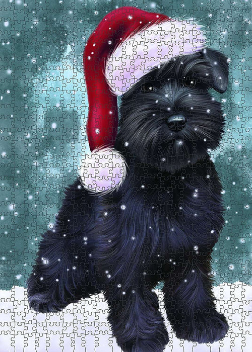 Let It Snow Happy Holidays Schnauzer Dog Christmas Puzzle with Photo Tin PUZL708