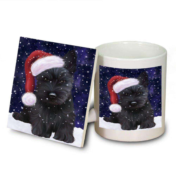 Let It Snow Happy Holidays Scottish Terrier Dog Christmas Mug and Coaster Set MUC0346
