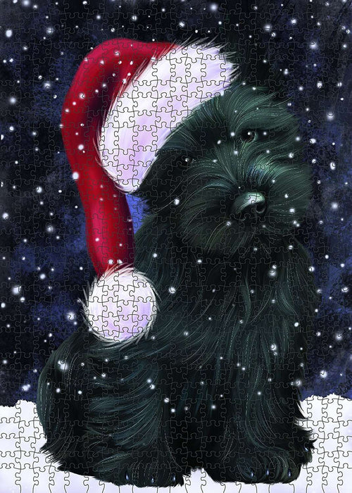 Let It Snow Happy Holidays Scottish Terrier Dog Christmas Puzzle with Photo Tin PUZL2184