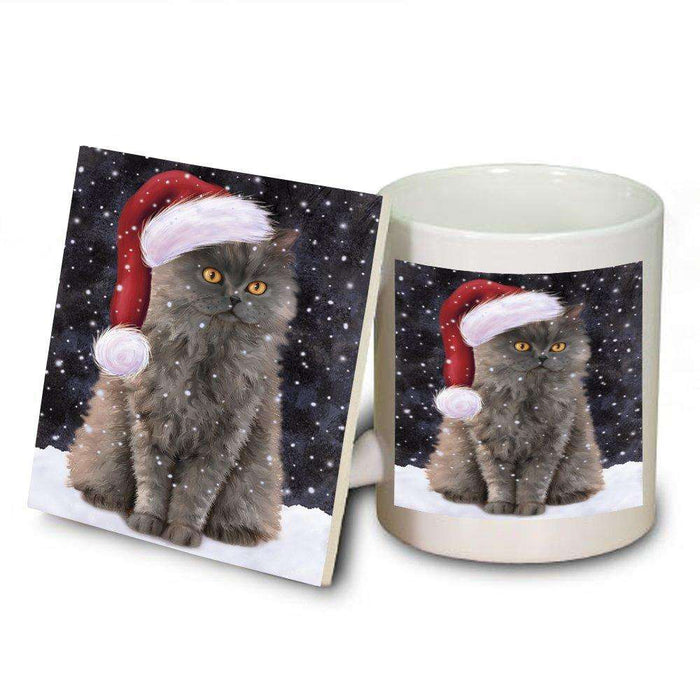 Let It Snow Happy Holidays Selkirk Rex Cat Christmas Mug and Coaster Set MUC0305