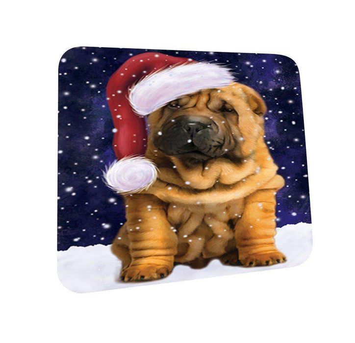 Let It Snow Happy Holidays Shar Pei Puppy Christmas Coasters CST212 (Set of 4)