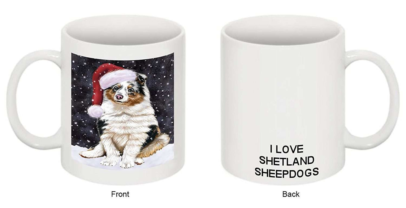 Let It Snow Happy Holidays Shetland Sheepdog Christmas Mug CMG0763