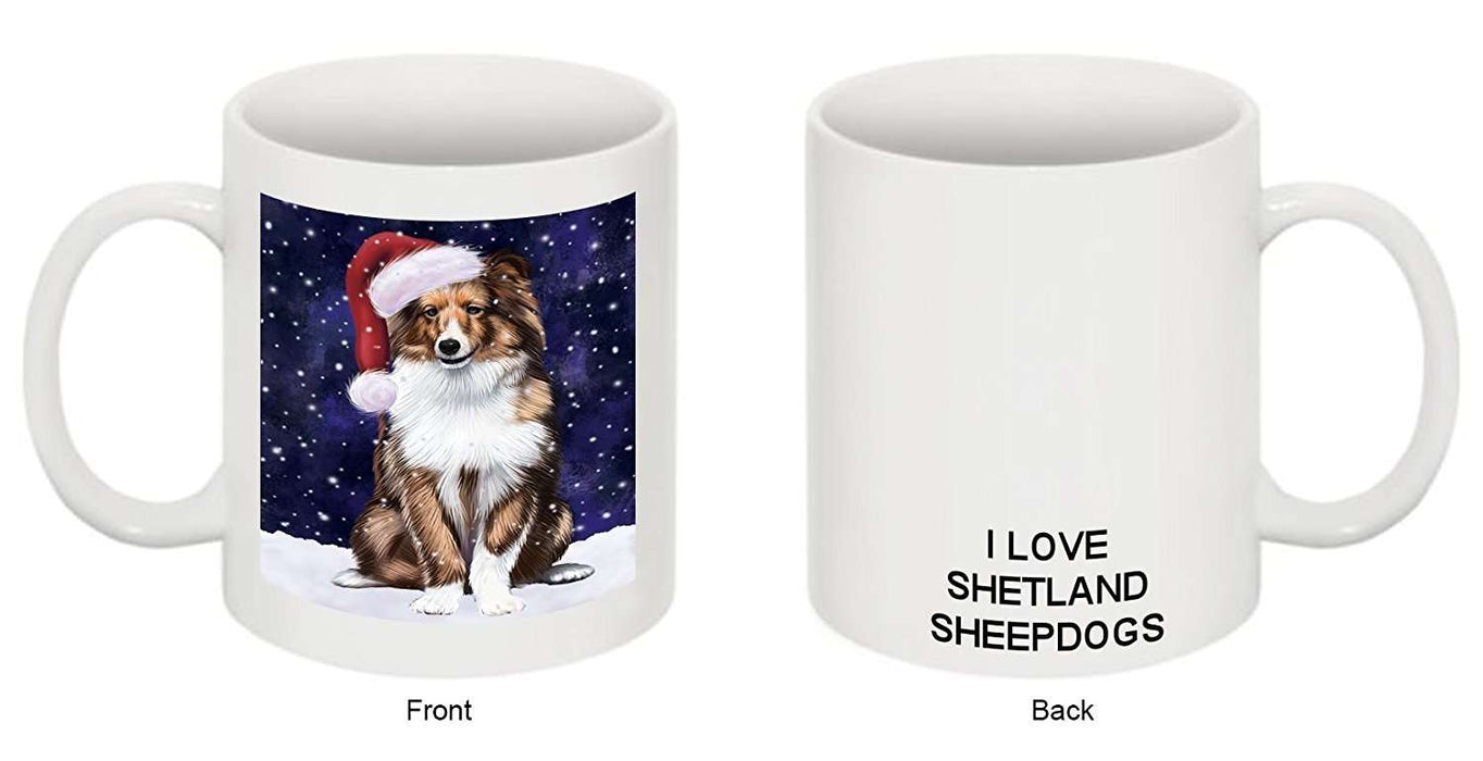 Let It Snow Happy Holidays Shetland Sheepdog Christmas Mug CMG0764