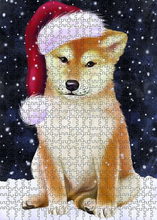 Let It Snow Happy Holidays Shiba Inu Dog Christmas Puzzle with Photo Tin PUZL738