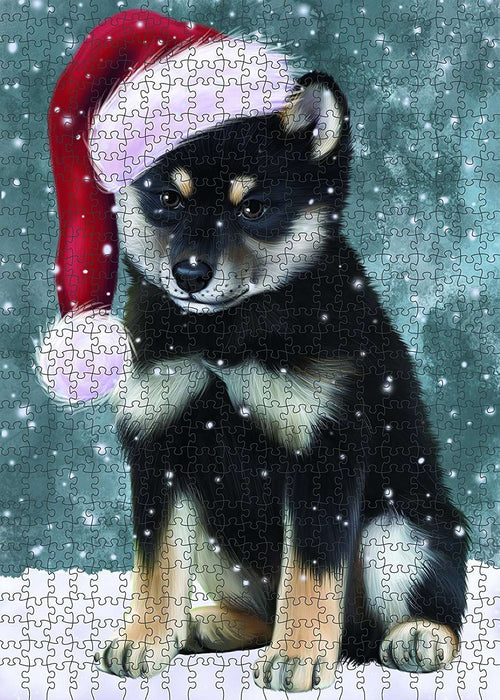 Let It Snow Happy Holidays Shiba Inu Dog Christmas Puzzle with Photo Tin PUZL744