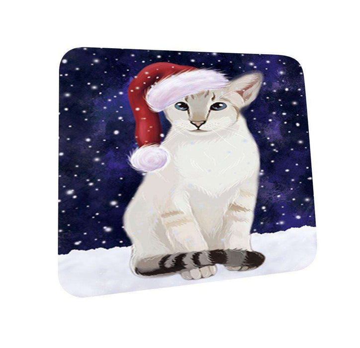 Let It Snow Happy Holidays Siamese Cat Christmas Coasters CST187 (Set of 4)