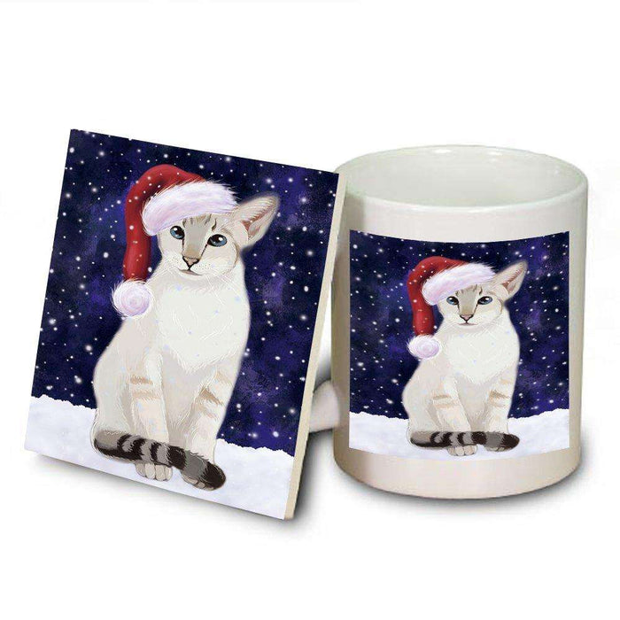 Let It Snow Happy Holidays Siamese Cat Christmas Mug and Coaster Set MUC0281