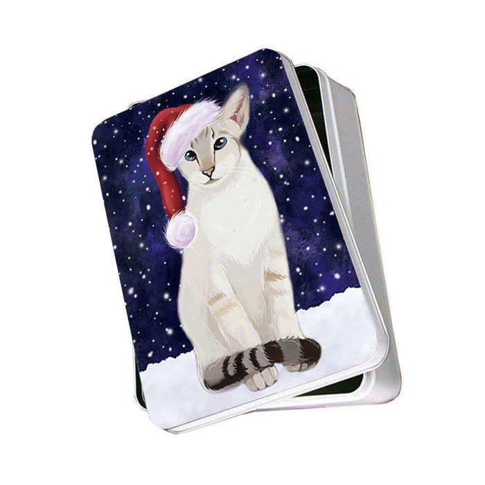 Let It Snow Happy Holidays Siamese Cat Christmas Photo Storage Tin PTIN0281