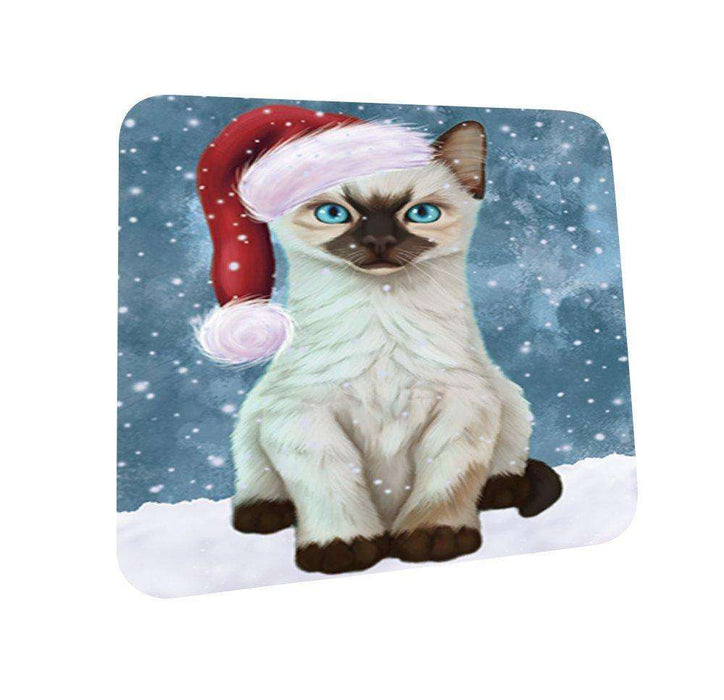 Let It Snow Happy Holidays Siamese Kitten Christmas Coasters CST213 (Set of 4)