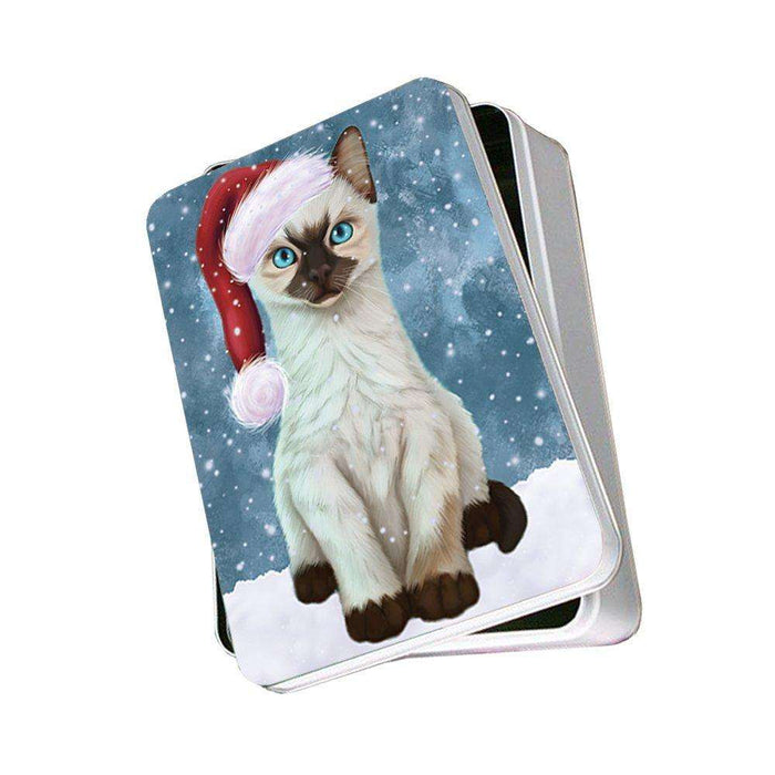 Let It Snow Happy Holidays Siamese Kitten Christmas Photo Storage Tin PTIN0307