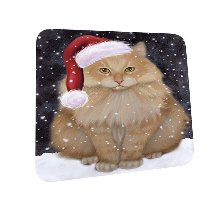 Let It Snow Happy Holidays Siberian Cat Christmas Coasters CST214 (Set of 4)