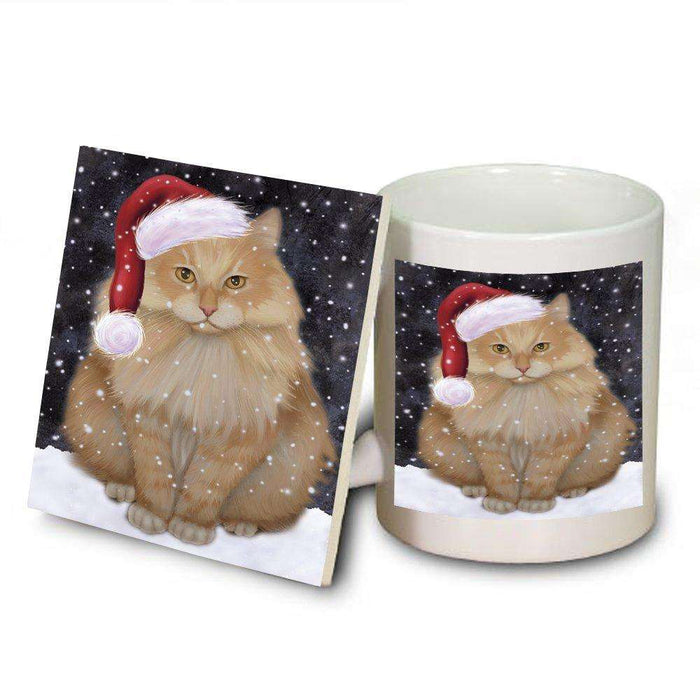 Let It Snow Happy Holidays Siberian Cat Christmas Mug and Coaster Set MUC0308