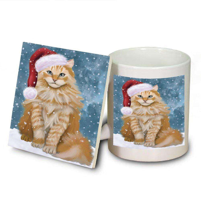Let It Snow Happy Holidays Siberian Cat Christmas Mug and Coaster Set MUC0309