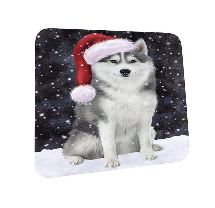 Let It Snow Happy Holidays Siberian Husky Dog Christmas Coasters CST216 (Set of 4)