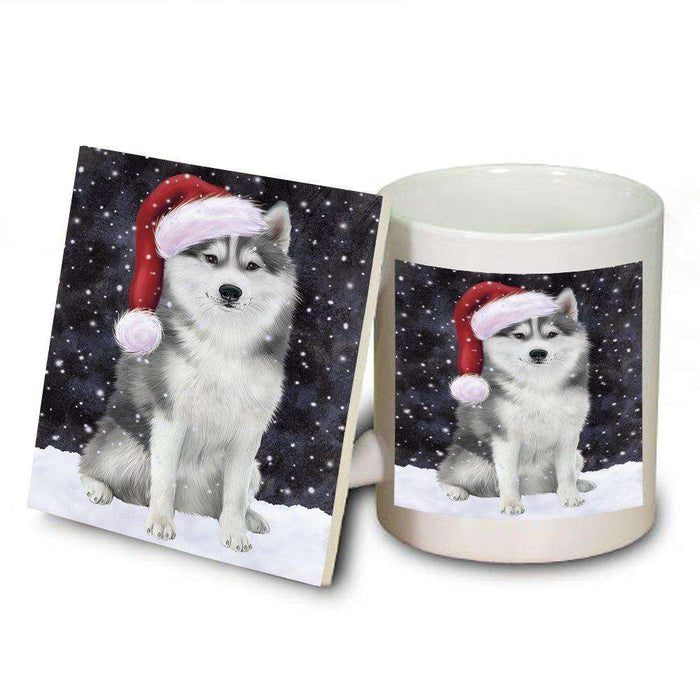 Let It Snow Happy Holidays Siberian Husky Dog Christmas Mug and Coaster Set MUC0310