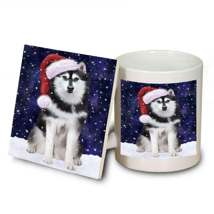 Let It Snow Happy Holidays Siberian Husky Dog Christmas Mug and Coaster Set MUC0311