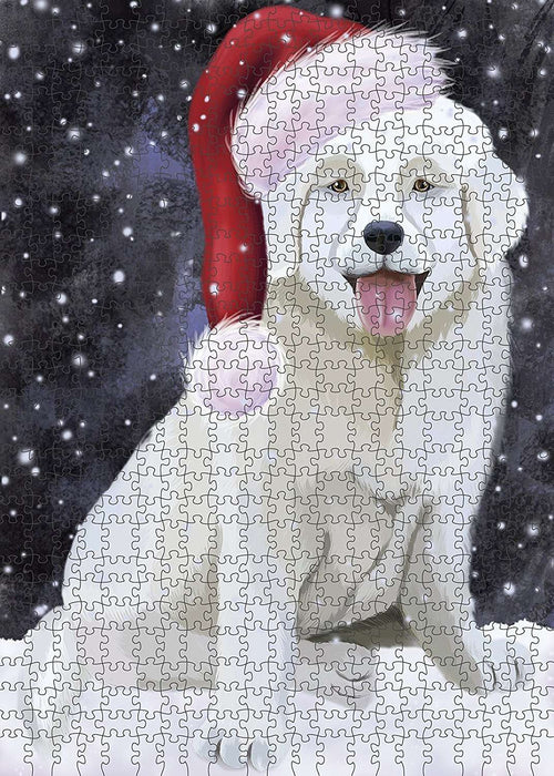 Let It Snow Happy Holidays Slovensky Cuvac Dog Christmas Puzzle with Photo Tin PUZL2202