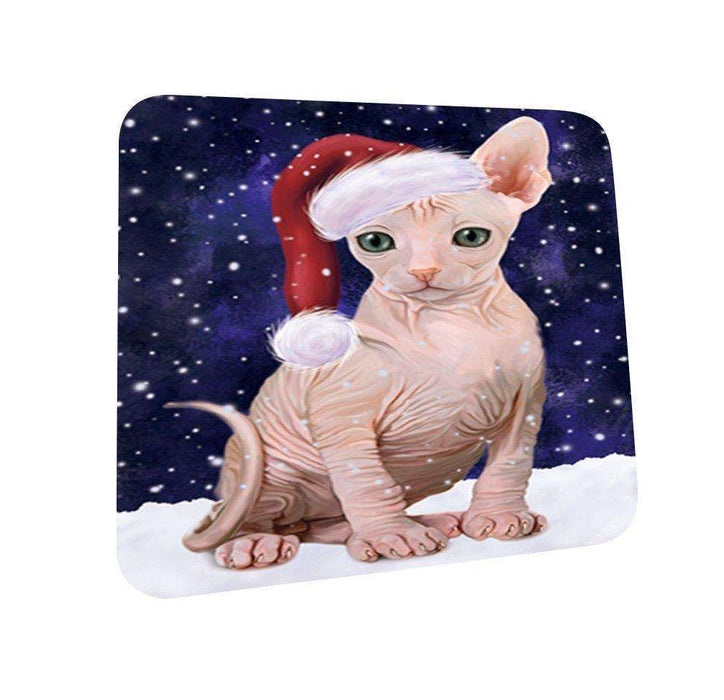 Let It Snow Happy Holidays Sphynx Cat Christmas Coasters CST343 (Set of 4)